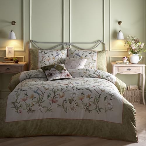 Parure de lit oiseau et fleurs pour transformer votre chambre en oasis vert sauge - 6