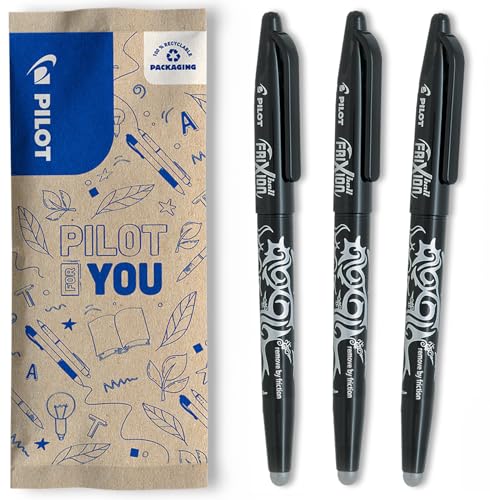 PILOT - FriXion Ball Erasable Rollerball Pen - Medium 0.7mm Tip - 3 x Black