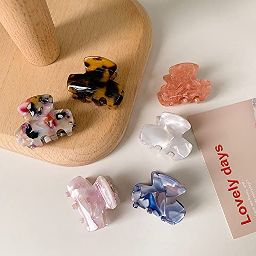 6 Pcs Vintage Small Hair Claw Clips For Women Girls Mini Tortoise Hair Jaw Clips French Style Hair Claw Clips Cellulose Acetate Leopard Print Hair Grip Catches Assorted Color #TOP1