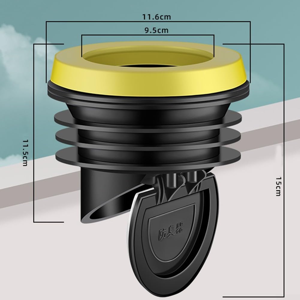 WC-Flansch-Dichtring mit Rückschlagventil, Anti-Rückfluss, auslaufsichere WC-Dichtung für Badezimmer 100–110 PVC-Rohr, zuverlässig und langlebig (schwarz)