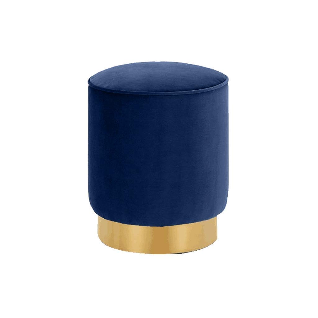 Tabouret repose-pieds rembourré en flanelle bleue pour salon