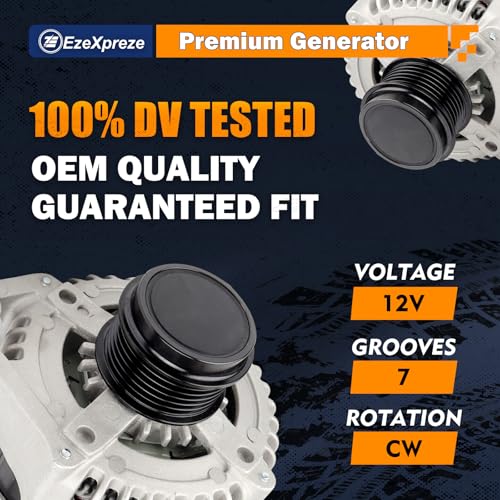 Image of Ezexpreze 11256N Alternator Fit for 2007-2019 Nissan Armada Frontier Pathfinder Titan Xterra, 2008-2010 Infiniti QX56, 2009-2012 Equator, 12V 130A OE#11256 23100-ZH00A 23100-ZH00B TG15C113
