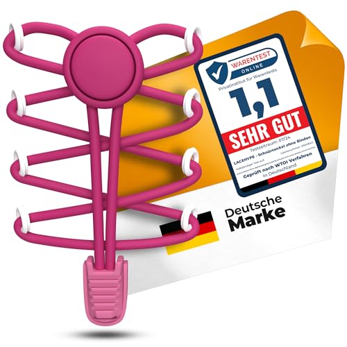 LaceHype - Schnürsenkel ohne binden Elastische mit Schnellschnürsystem aus Gummi SK02 - Schuhbänder ohne binden - für Sneaker Kinderschuhe Laufschuhe (Pink 1P)