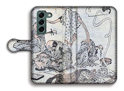 手帳型 Galaxy S22互換 スマホケース 【世界の名画】 葛飾北斎 ☆浮世絵☆ 北斎漫画 戯画 漫画 アート 絵画 芸術 日本 和 和風 和柄 伝統 (10)