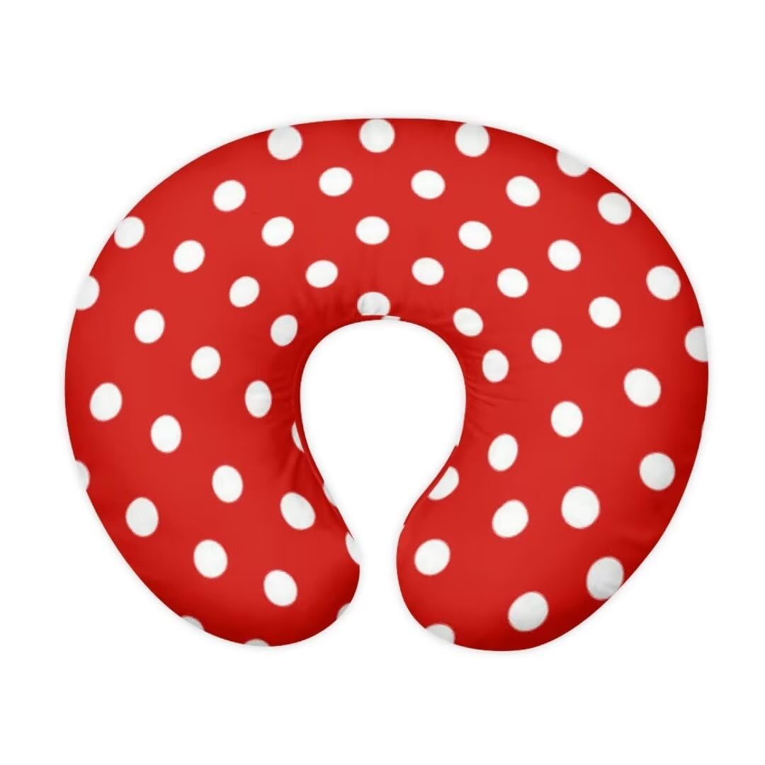 Jeiento Red Nursing Pillow Covers Polka Dot Ultra Soft Newborn U-Shaped Breastfeeding Feeding Pillow Covers Pillowcase for Nursing Pillow and Positioner