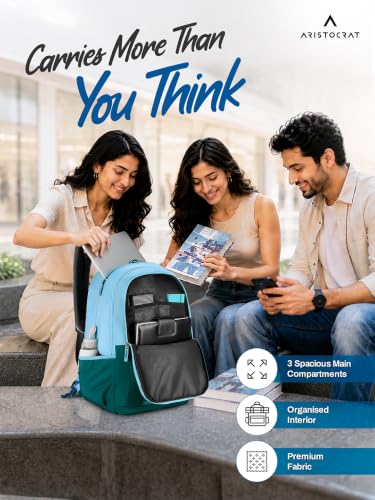Image of Aristocrat NRG Spacious 42L Casual Backpack, 3 Compartments | Front & Side Pockets, Premium Fabric & Zipper, Padded Straps, Travel / Casual / College Bag, Unisex, 1-Year Global Warranty