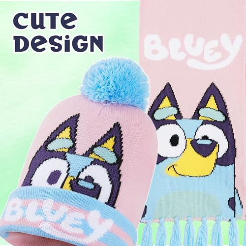 image for Bluey Girls Winter Set, Kids Hat & Gloves Scarf or Beanie and Gloves -
