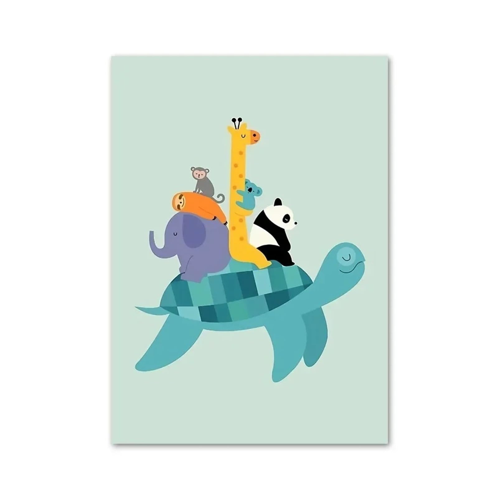 BYAMBD Aesthetic Pictures Cute Koala Sloth Fox Elephant Raccoon Wall Art Canvas Painting Nordic Posters And Prints Cartoon Wall Pictures Kids Room Decor