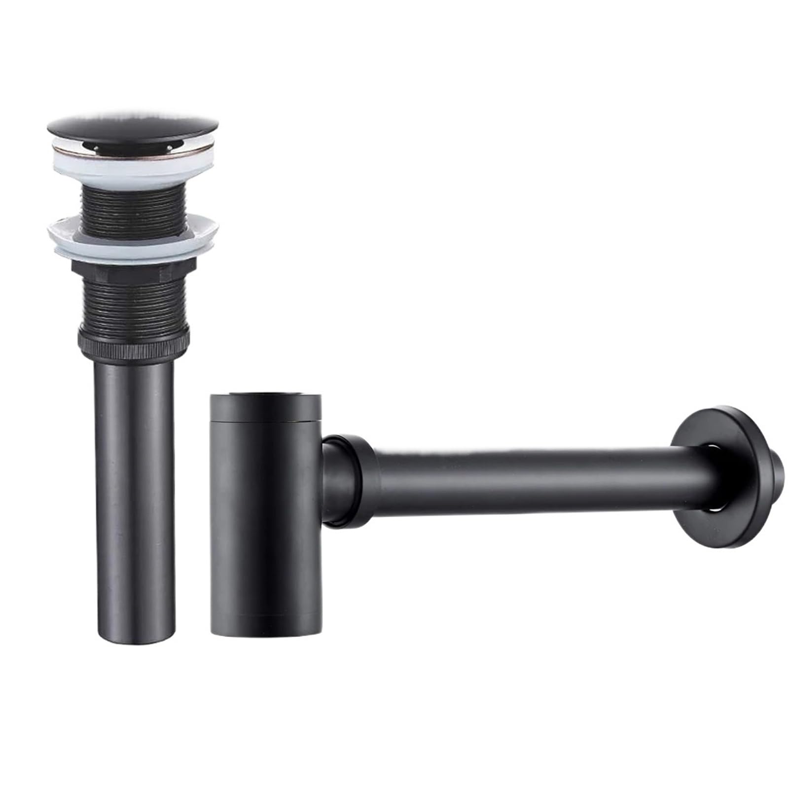 Kit de bonde lavabo en laiton avec siphon et tuyau d'évacuation pour Lavabo Evier(Golden)