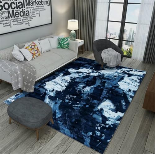 Tapis de salle à manger facile à nettoyer 100x210 bleu