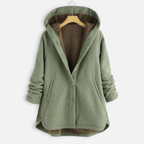 Juniors Long Sleeve Hood Shacket Coat for Women Crewneck Velvet Plaid Thermal Fuzzy Hooded Fall Winter Coat 20252