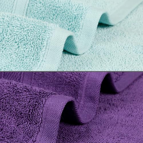 Image of MYTRIDENT Soft Comfort Air Rich 100% Cotton Towels for Bath, 500 GSM Large Size Bathroom Towels for Men /Women, 2PC Bath (69 cm x 137 cm), Nile Blue and Plum