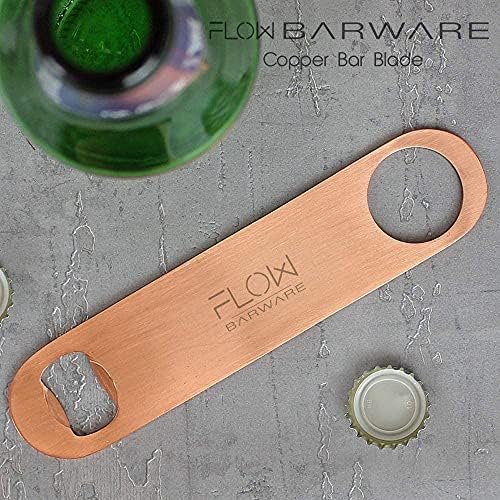 FLOW Barware Bar Blade, 18cm Copper Bottle Opener | Heavy Duty Crown Bottle Openers | Professional Duel Version Bar Blades Bottle Opener | Copper