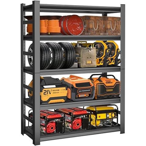 78"H Garage Shelving Unit and Storage-Easy Assembly Metal Shelves 5-Tier Utility Rack| Heavy-Duty Adjustable Shelf| Steel Rust-Resistant Shelves for Industrial,Warehouse,Basement,18"D x 48"W x 78"H Cover