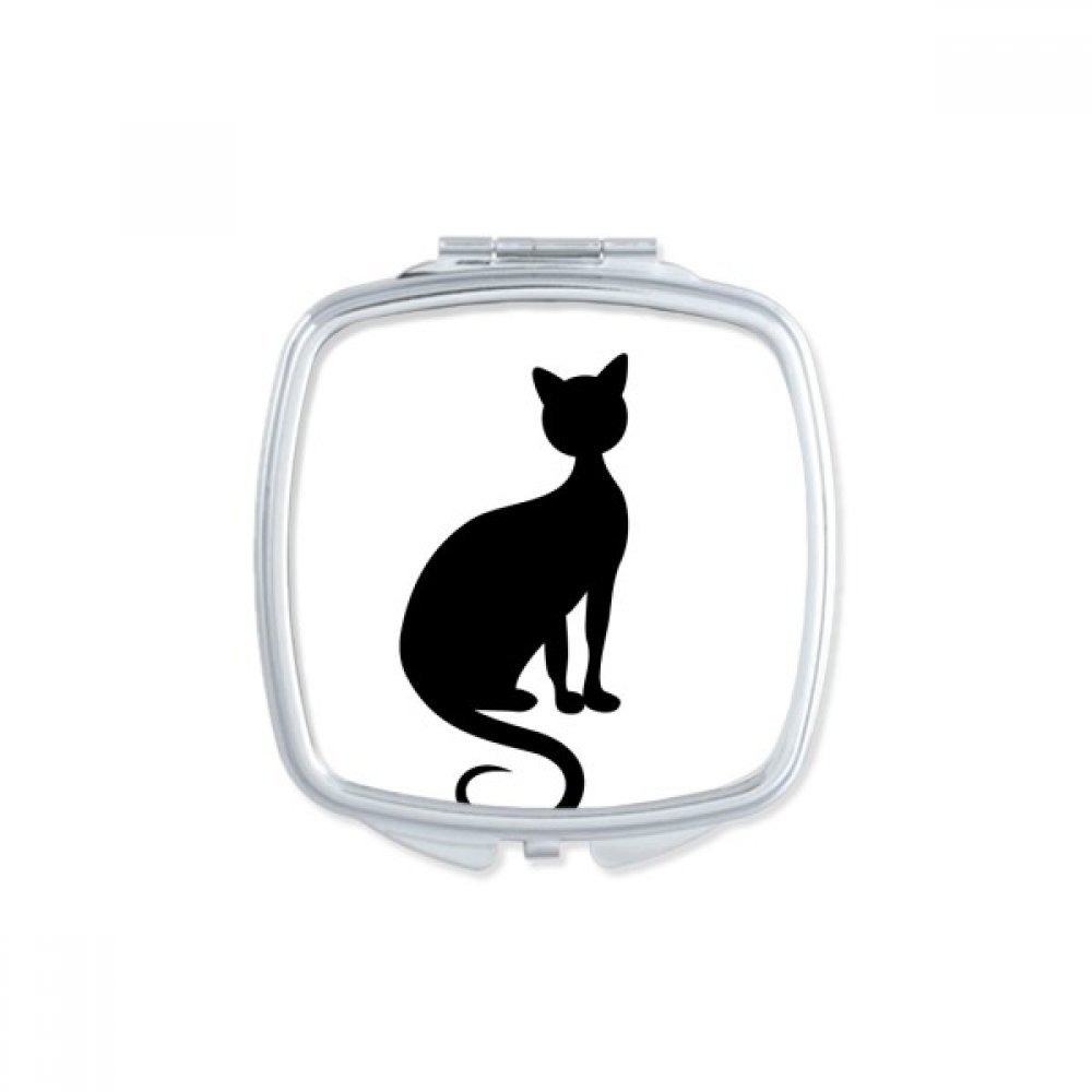 Miroir compact chat noir mignon pour retouches maquillage en déplacement