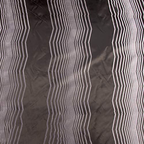 PT - Tela Decorativa para Cortina, diseño de Rayas de satén, Color marrón y Plateado, 1,41 m de Ancho