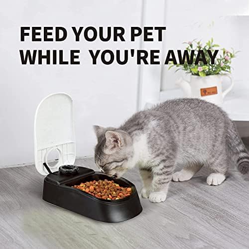 PAWISE Automatic Pet Feeder Food Dispenser with Timer for Cats and Dogs, Cat Food Container, Food Dispenser Station with Timer, 100% BPA Free, Dishwasher Safe(1 Meal)
