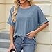 Women's Fashion Casual Solid Color Round Neck Loose Short Sleeved T Shirt Top Top Small Women (Light Blue, M)