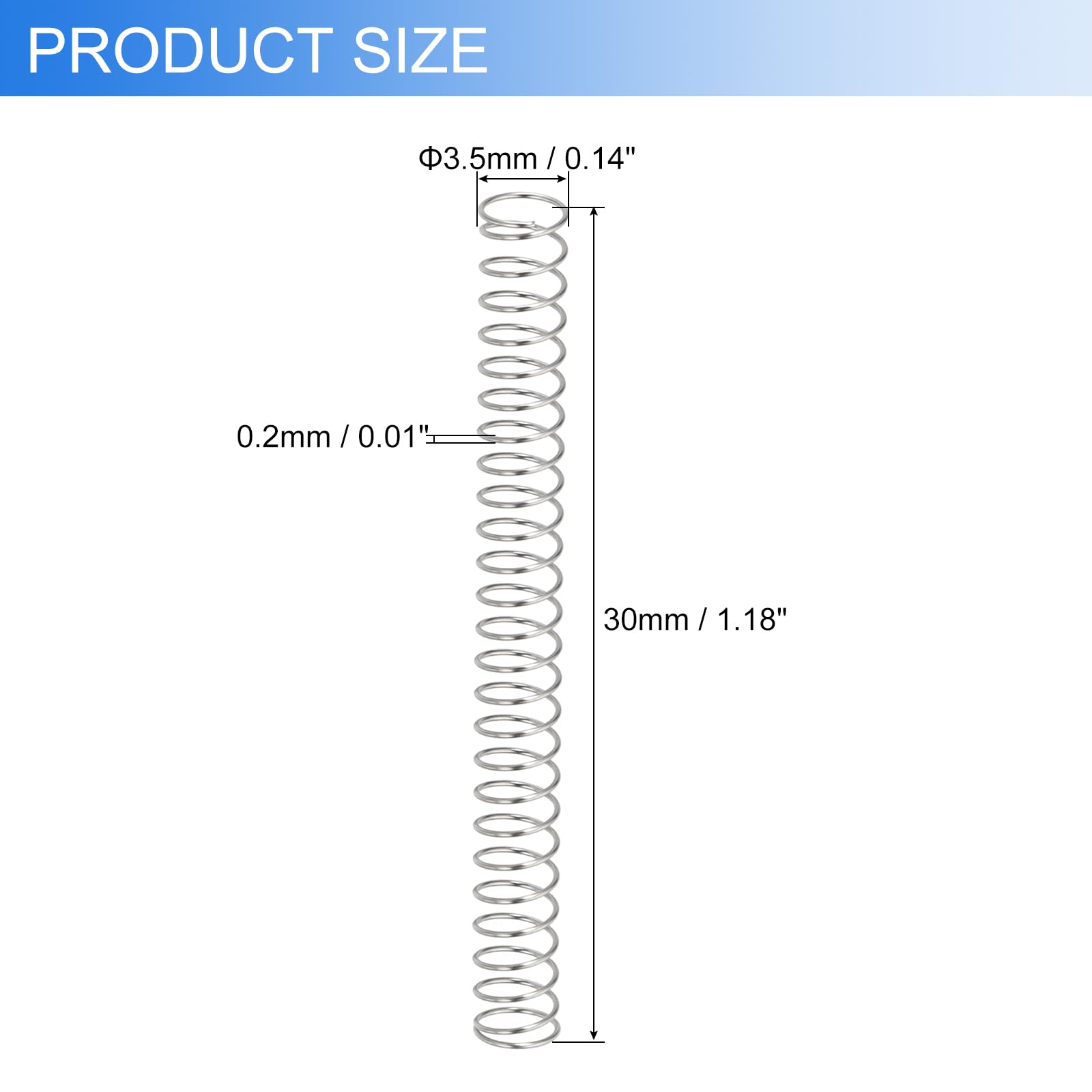 uxcell 10Pcs Compression Spring 0.2mm Wire Diameter x 3.5mm OD x 30mm Long — Amazon image 2