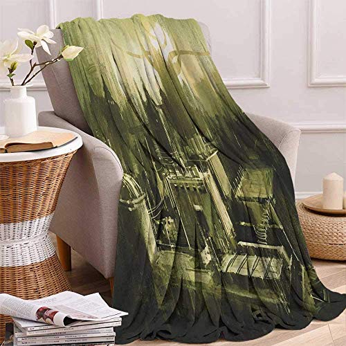 Nat Abra Gray All Season Blanket Sunset In A Gothic Dark City Scenery Landscape Urban Artwork Imcool Blanket Light