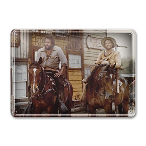 Preisvergleich Produktbild Bud Spencer® - Brüder auf Pferd / Vier Fäuste für EIN Halleluja - Blechschild (30X23cm)