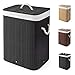 Virklyee Cesto para la Colada de Bambú Cesto para Ropa Bambú 60L Cestos para la Colada con Asas Cesta para Ropa Pelegable Saco extraíble para la Ropa Sucia (Negro)