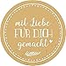 wolga-kreativ 120 Aufkleber Geschenkaufkleber Kraftpapier"Mit Liebe für Dich gemacht" Handmade Homemade Sticker Etiketten selbstklebend für Geschenke