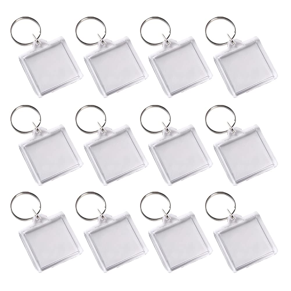 Hugede Transparent 30 Sets Acrylic Photo Frame Keychain Blank Photo Insert Keychains Picture Insert Keyrings Snap In Picture Keychain With Split Ring For Diy Craft Square