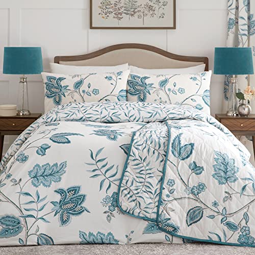 Dreams & Drapes - Housse de Couette Florale Bleu Sarcelle - 200 x 140 cm - 1 taie d'oreiller -...