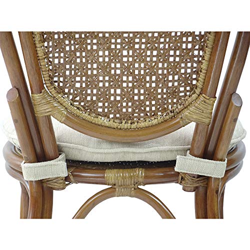 Sunbear Furniture Set Of 2 Denver Dining Side Chairs With Cream Cushions Handmade Design Eco Natural Wicker Rattan, Colonial #TOP5