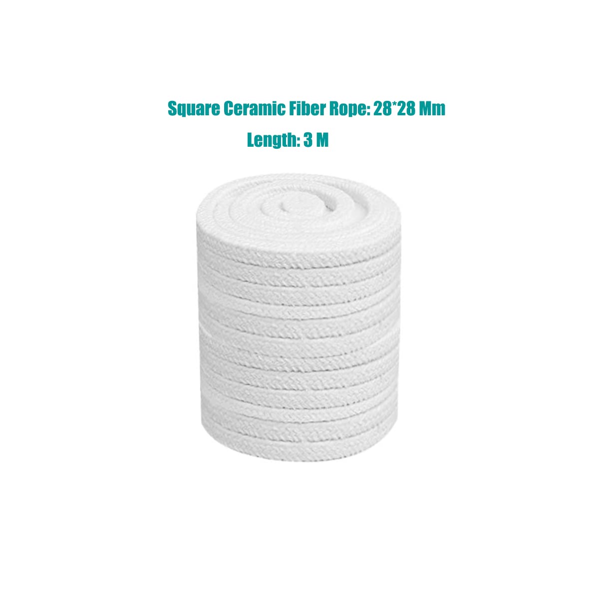 Keramikfaser-Verpackung – Anti-Temperatur-Holzofen-Heizungs-Türdichtungsdichtung, 28 x 28 mm geflochtene Heißsiegelstreifen-feuerfeste Füllung,3 M