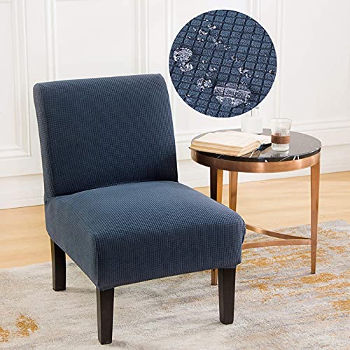 Jian Ya Na Water-Proof Armless Accent Chair Cover, Large Size Accent Chair Slipcover Stretch Living Room Chair Cover Universal Thin Fabric Removable Washable For Living Room Bedroom Hotel (Grey Blue) #TOP1