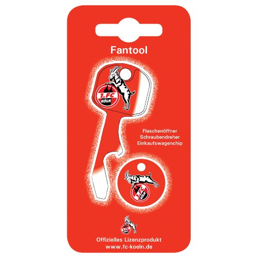 Basi KH-1FC Fantool - Navaja Suiza Multiusos (Destornillador y abrebotellas, Incluye Moneda Maestra para Carro de la Compra), diseño del FC Köln