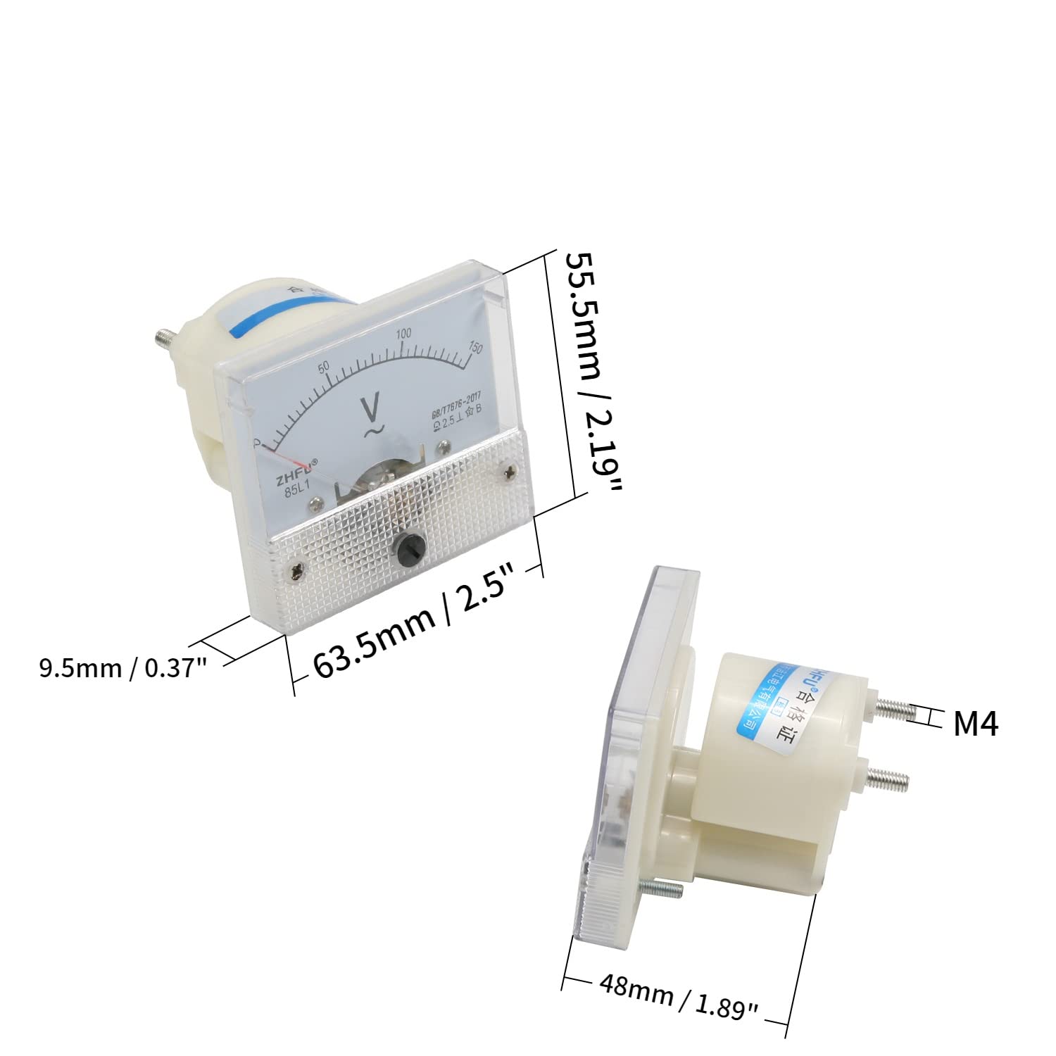 AC 0-15V Analog Panel Volt Meter - 85L1 Model Voltage Gauge (64x56mm)