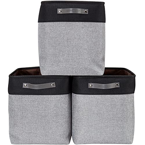 Image of DECOMOMO Foldable Storage Bin | Collapsible Sturdy Cationic Fabric Storage Basket Cube W /Handles for Organizing Shelf Nursery Home Closet (Grey and Black, Jumbo - 3 Pack)
