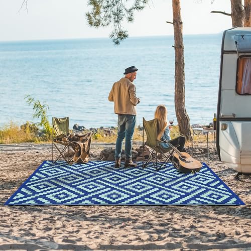 Image of GENIMO Outdoor Rug, Waterproof Plastic Rugs for Patio, 6'x9' Royal Blue