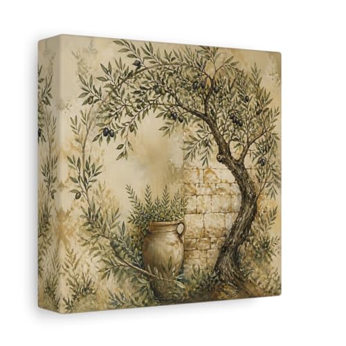 Art mural olivier rustique sur toile canvas premium 15x15 cm avec châssis épais de 3 cm