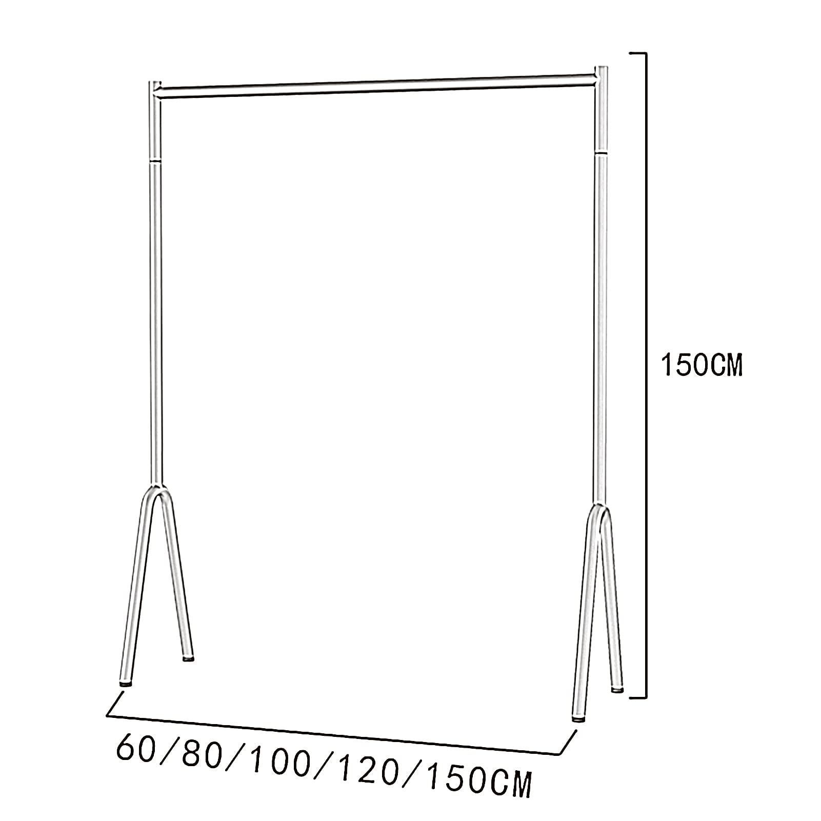 Kleiderständer Kleiderständer aus Metall, bodenstehend, Einzelstange, Kleiderständer mit großer Kapazität, Kleiderständer für Schlafzimmer, Boutique, Einzelhandel (Größe: 120 x 40 x 150 cm, Farbe: S