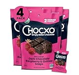 ChocKETO Dark Chocolate Raspberry & Quinoa Snaps | Keto Certified, USDA Organic, Certified Gluten Free and Kosher | Sustainably Sourced 85% Cacao, 98 g (4-Pack)