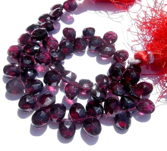 Grenat facetté briolette ovale 7mm perle naturelle percée de côté pour bijoux DIY