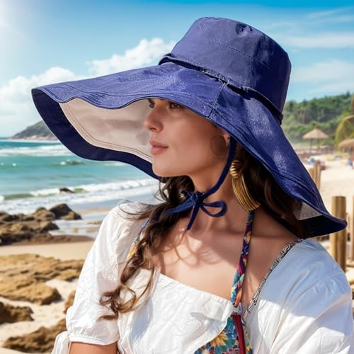 Sombrero de ala ancha para mujer con protección UV reversible miniatura 6
