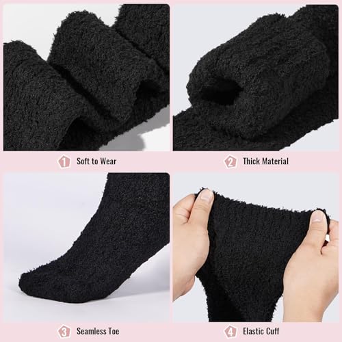 Image of Moon Wood Womens Thigh High Socks Long Soft Warm Leg Warmers Fuzzy Over Knee High Stockings Coral Fleece Plush Socks