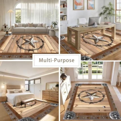 Tapete decorativo Texas Star 4x5ft bajo pelo antideslizante miniatura 7