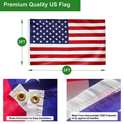 Ffily Flag Pole For Outside In Ground - 20 Ft Heavy Duty Telescopic Flagpole Kit For Yard - Extra Thick Outdoor Telescoping Flag Poles With 3X5 American Flag For Residential Or Commercial, Black #TOP5