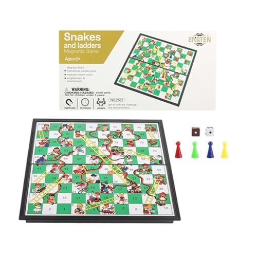 ZUNIPLEX Snakes & Ladders Game with Magnetic Foldable Small Land-Based Game