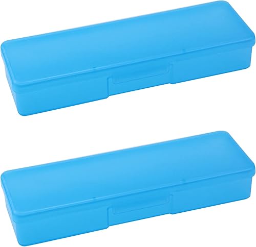 Tighall 4 contenedores de almacenamiento rectangulares transparentes con tapa con bisagras y cierre a presión para lápices, bolígrafos, brocas,