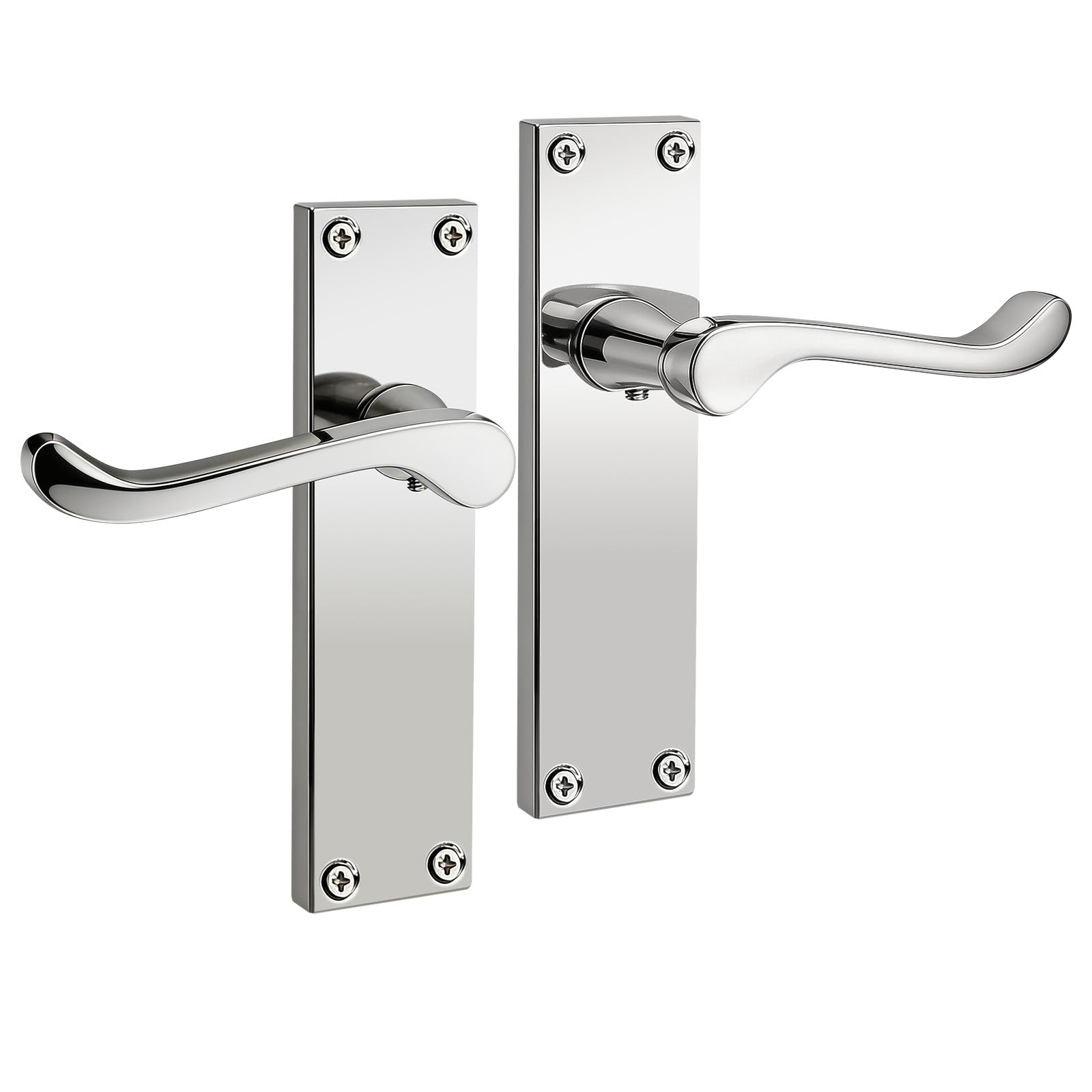 Brotima Polished Chrome Victorian Scroll Door Handles-1 Pair, Polished Chrome Door Handles,Interior Passage Door Lever for Hallway