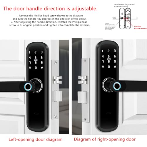 TUYA Smart Door Lock with Handle: 5-in-1 Features biometric authentication, Digital Password, Fingerprint keyless Entry, and Bluetooth Electronic Mortise Lock,Aluminum-Wood Doors - Image 6