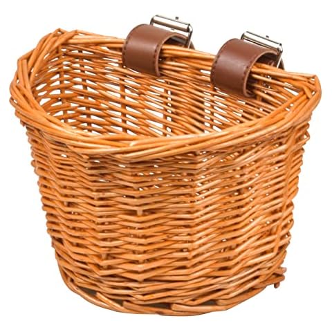 Naapesi Cesta de Bicicleta de Mimbre con Correas de Cuero Cover