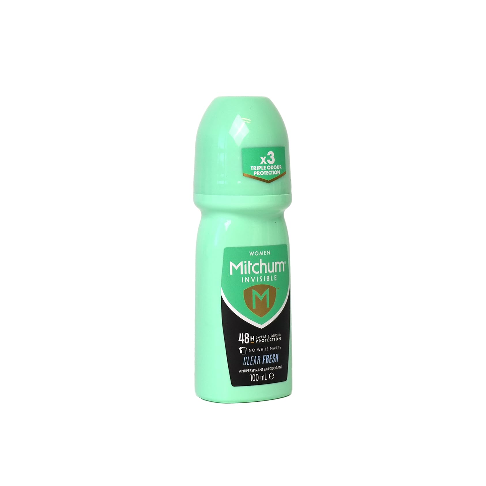 Mitchum Invisible Women 48HR Protection - Desodorante enrollable y antitranspirante, sin marcas blancas, sin alcohol, transparente y fresco